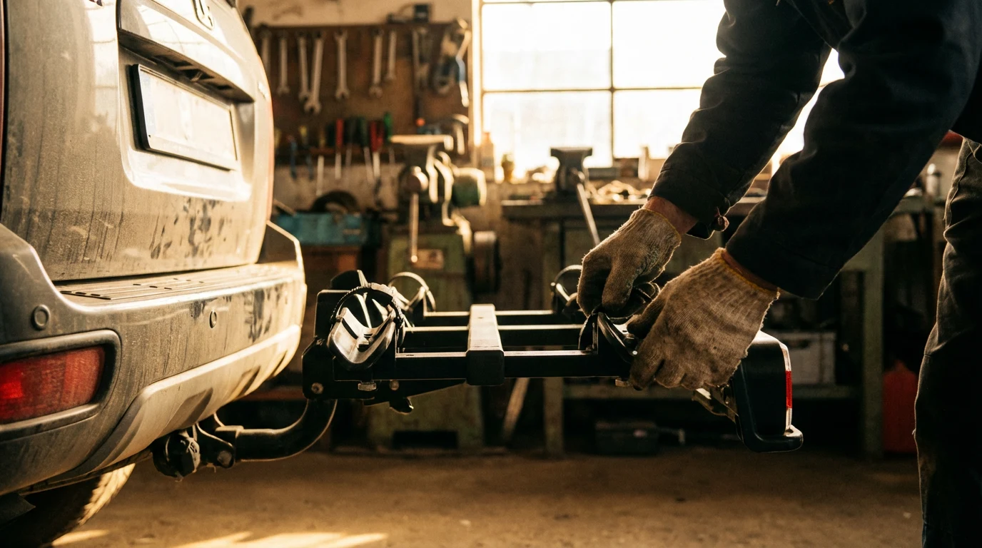 Réglage professionnel d'un porte-vélo sur attelage