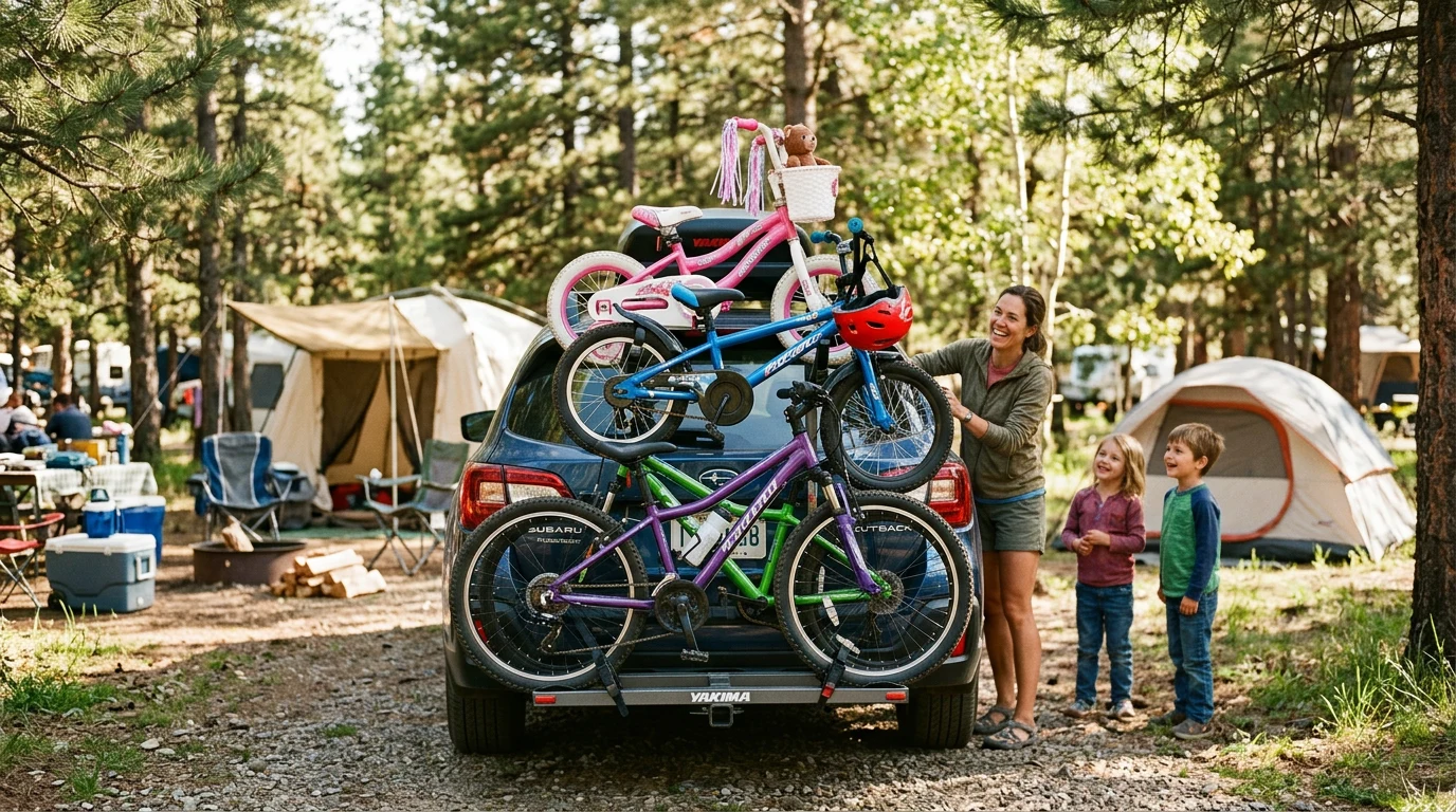 Vélos enfants sur porte-vélo familial