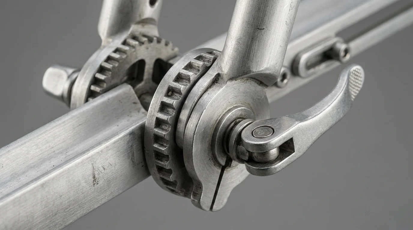 Détail mécanique d'un collier de serrage porte-vélo